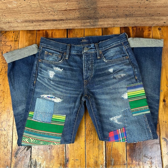 Polo Ralph Lauren Denim - Polo Ralph Lauren PRL Avery Patchwork Pattern Boyfriend Jean Size 25